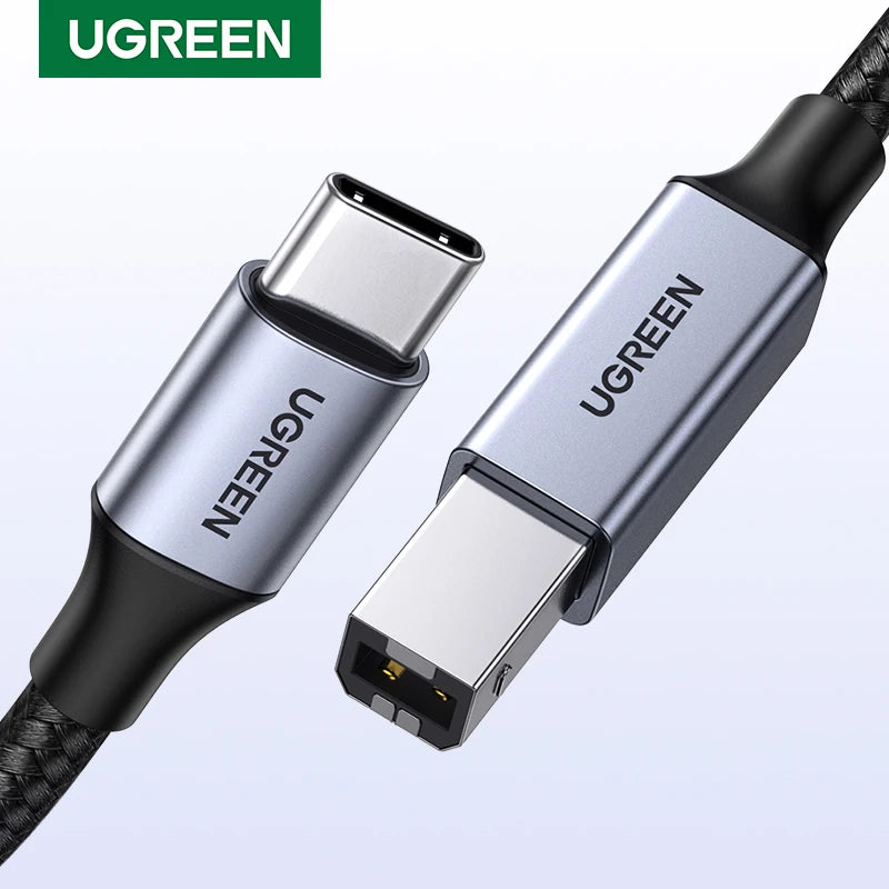 Ugreen USB-C to USB Type-B 2.0 Cable connecting printer to laptop