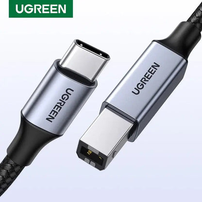 Ugreen USB-C to USB Type-B 2.0 Cable connecting printer to laptop