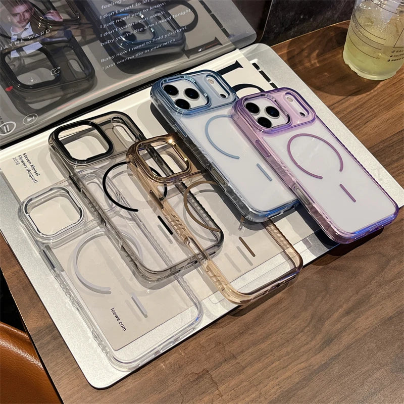 Luxury For Magsafe Magnetic Wireless Charging Phone Case for iPhone 17Air 17Pro 17 Pro Max Shockproof Transparent Hard Cover