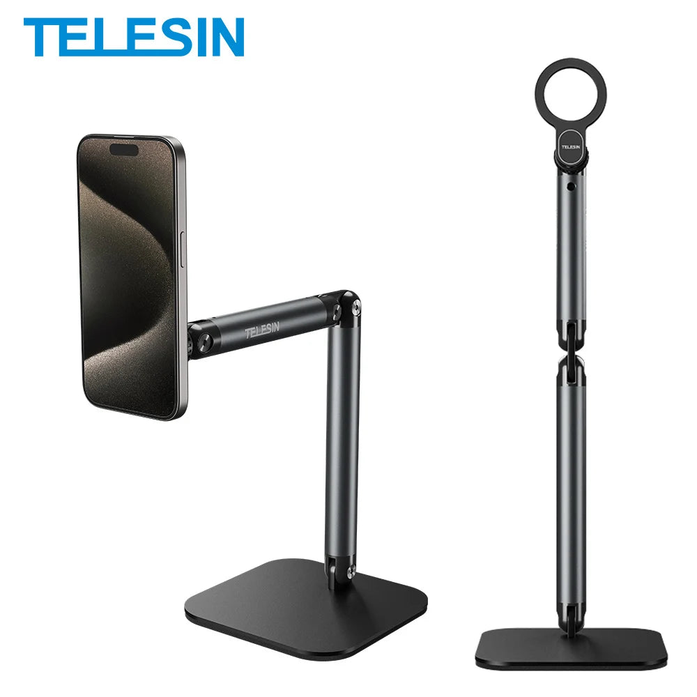 TELESIN Universal Magnetic Mobile Phone Quick Release Stand Holder Aluminium Alloy Phone Stand For iPhone 16 17 XIAOMI SAMSUNG