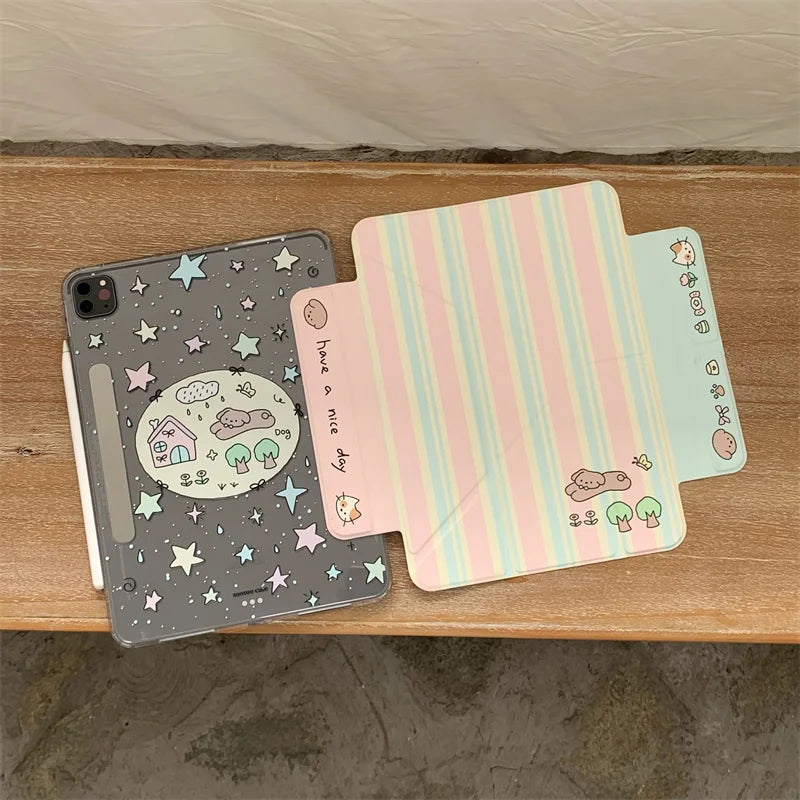 2024 New Cute Astral Cases for iPad Air 11" 13" Pro11 13 12.9 M2 M4 Case 9.7 5th 6th 10.2 7th 8th 9th 10th Air 3 4 5 6 Cover