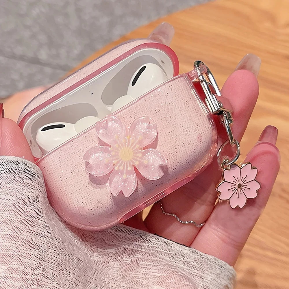 Chic Blossom & Stylish Floral Protective AirPods Case with Carry Strap for Pro/2/3 Gen: Elegant Security & Personalization