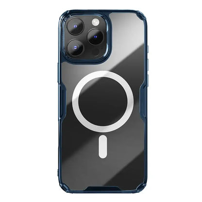 Magnetic transparent iPhone case with corner airbags protection