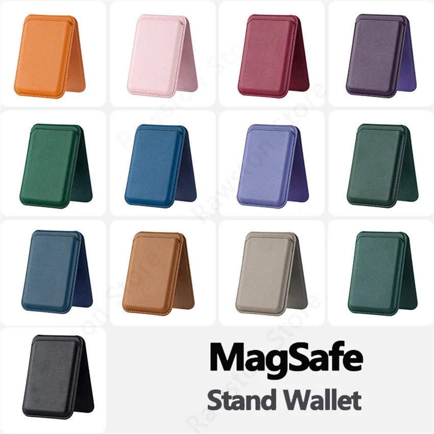 Kickstand Magnetic Leather Wallet Case for iPhone 17 16 15 14 Pro Max Galaxy Card Holder Magsafe Phone Bag Cover Accessories