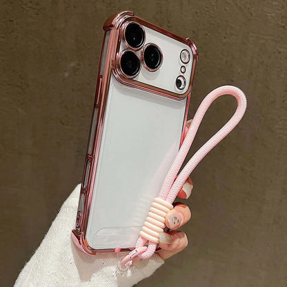 Coque de téléphone antichoc transparente de luxe avec cordon bonbon pour iPhone 17 Pro Max 17 Pro 17 Air avec dragonne