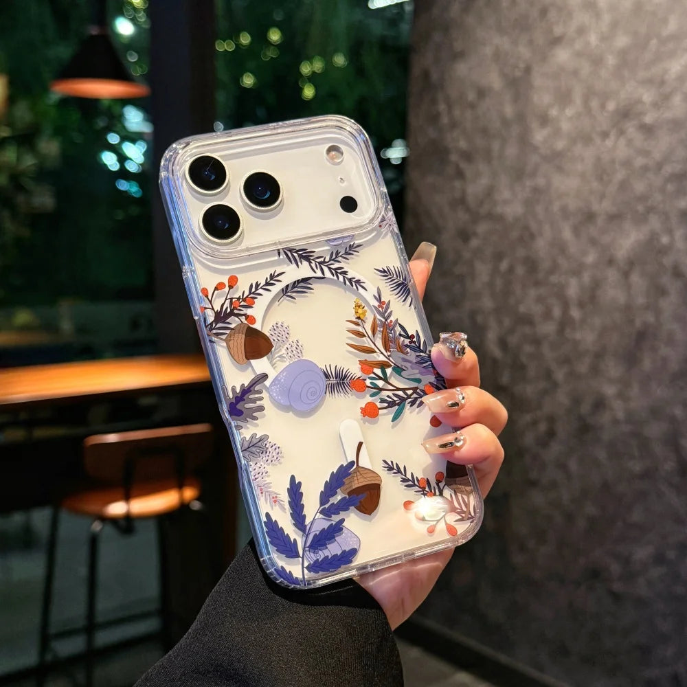 Watercolor Transparent Flowers Element Design Magnetic Phone Case，For iphone 17 17Pro max 17Air Colorful Daisy case