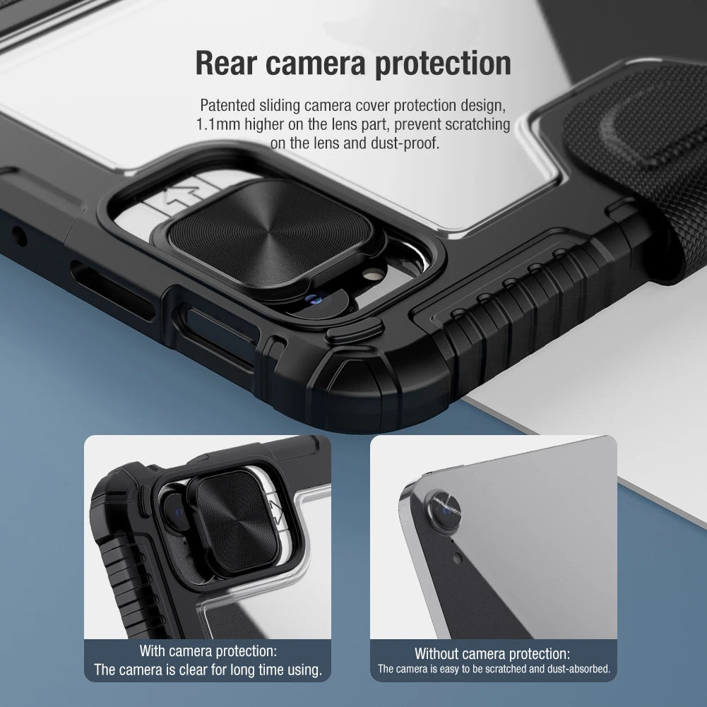 Nillkin Bumper Leather Case For iPad mini 7 A17 Pro 2024/6th 2021 TPU+PU Slide Camera Cover Pencil Holder/Stand Auto Wake Sleep