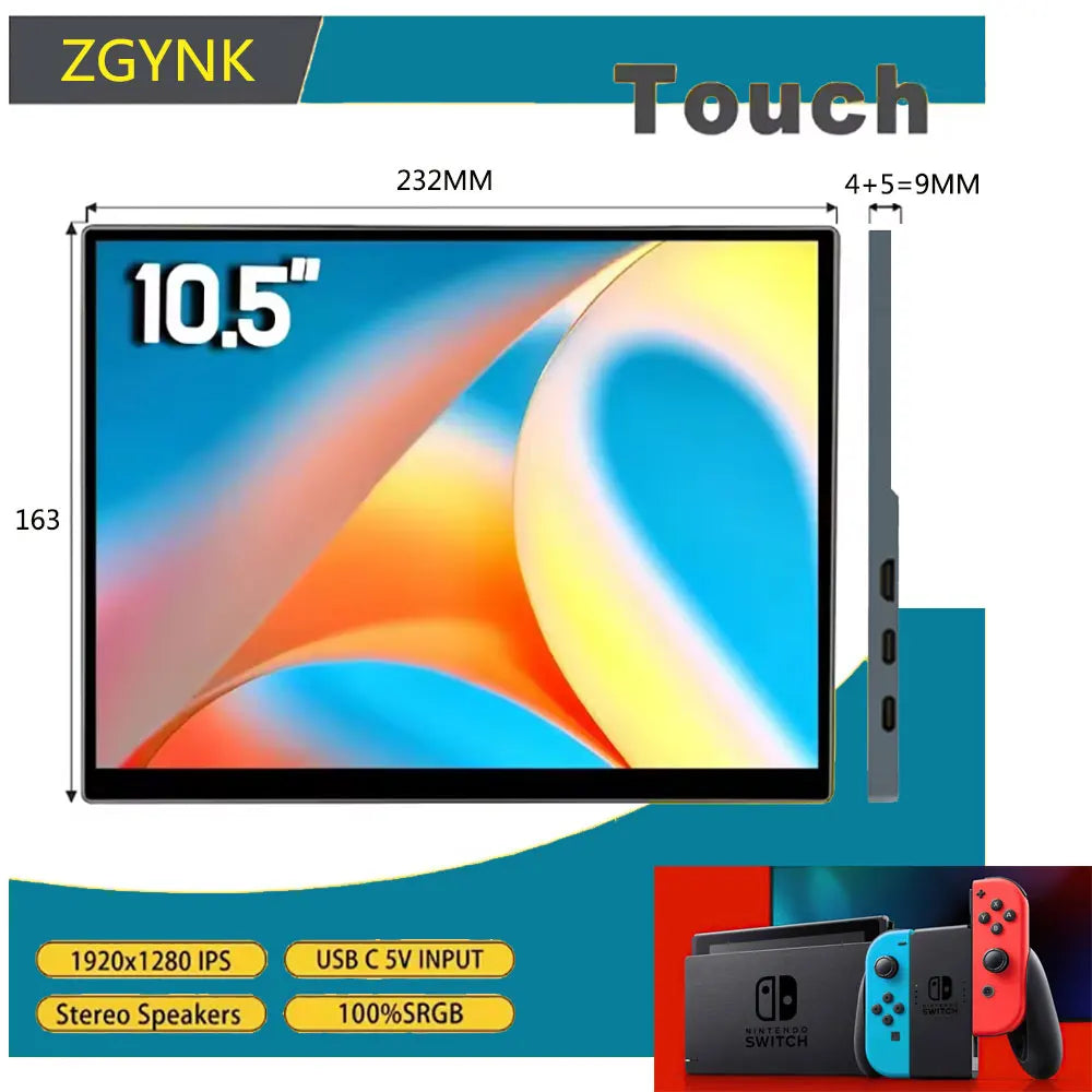 10.1/10.5Inch Portable Monitor HDMI-Compatible Laptop second screen Gaming Extended Display For Switch/PS4/Xbox/ZGYNK