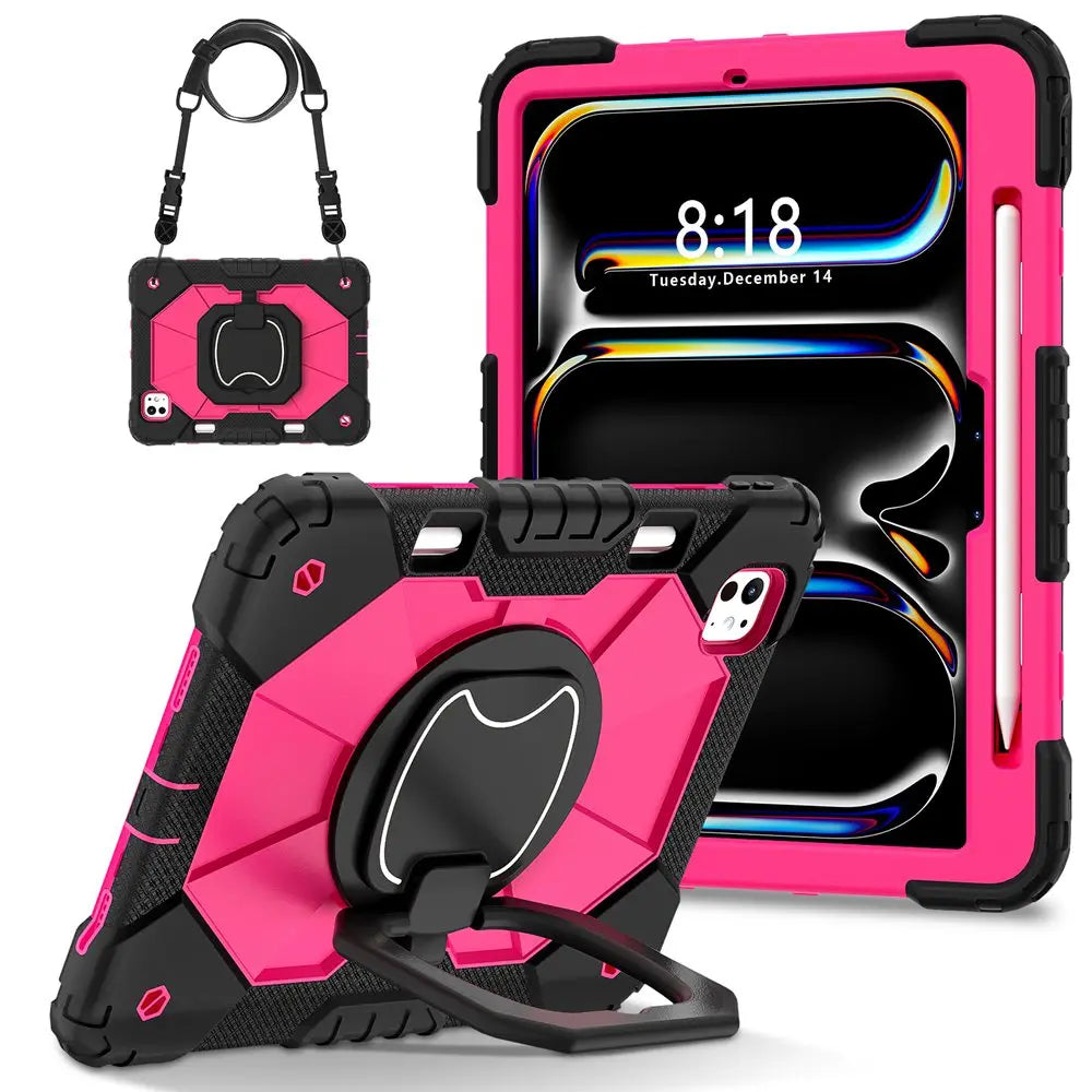 For ipad Pro 11 inch 2024 M4 A2836 A2837 A3006 Case Kids Tablet cover Silicone +PC case for Apple iPad PRO 11" 2024 + strap