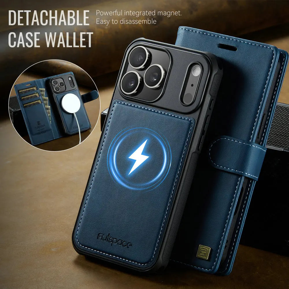 Protect your iPhone 17 Pro 5G with this 2-in-1 detachable leather wallet case. Magnetic cover, RFID slots & premium craftsmanship.