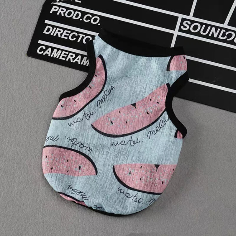 Sun Protection Clothing for Cats Summer Pet Vest Ultra-thin Breathable Cute Print Kitten Puppy Rabbit Clothes Pajamas ropa gato