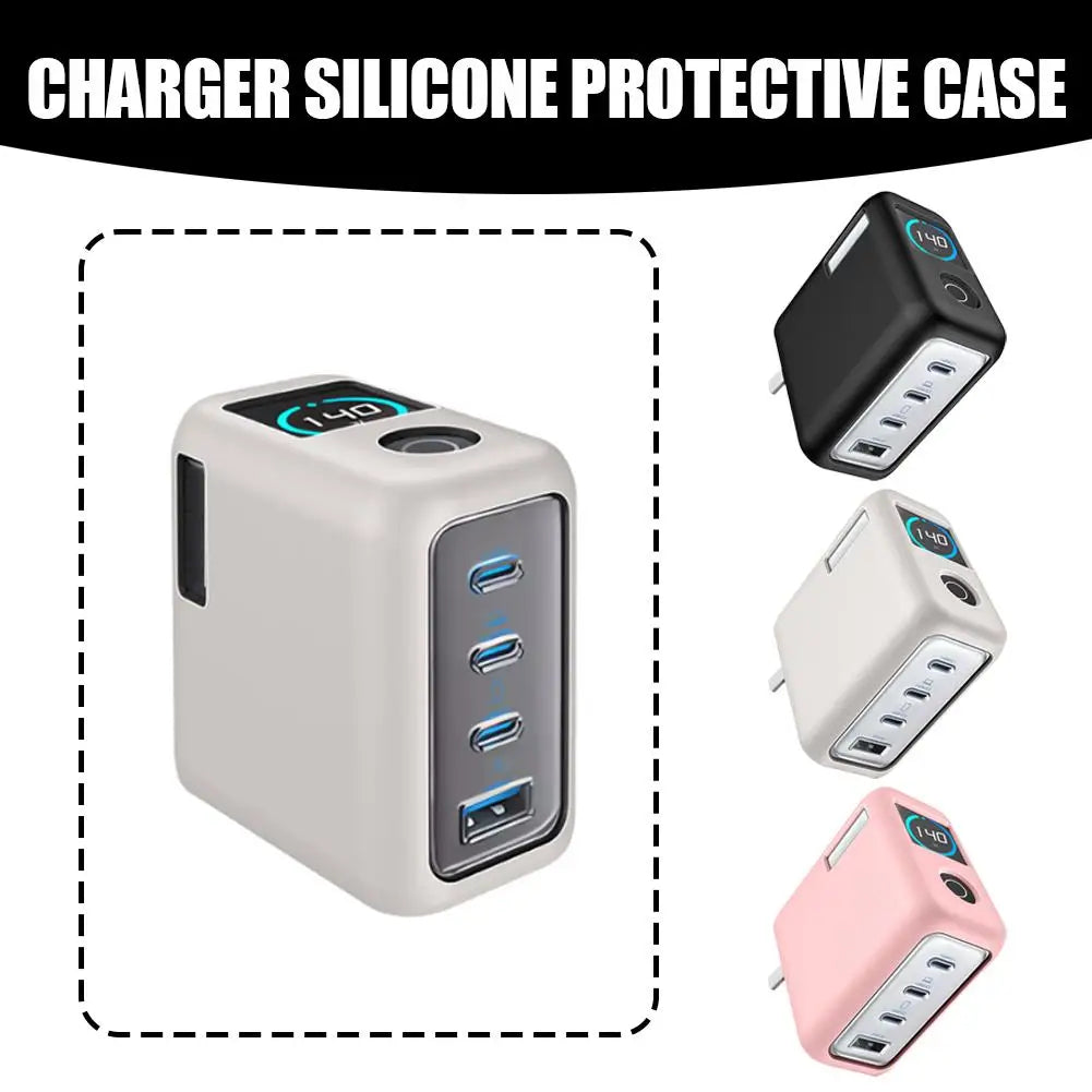 For Anker Zolo 140W Four Port Charger Silicone Protective Head Shockproof Anti-drop Silicone Charging Case Cover A7Q7