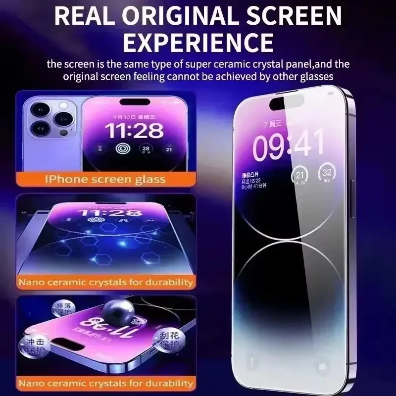 5Pcs Oleophobic Coating Dust Free Easy Installation Screen Protector For iPhone 16 14 15 11 12 13 17 Pro Max XR X XS 7 8 16 Plus