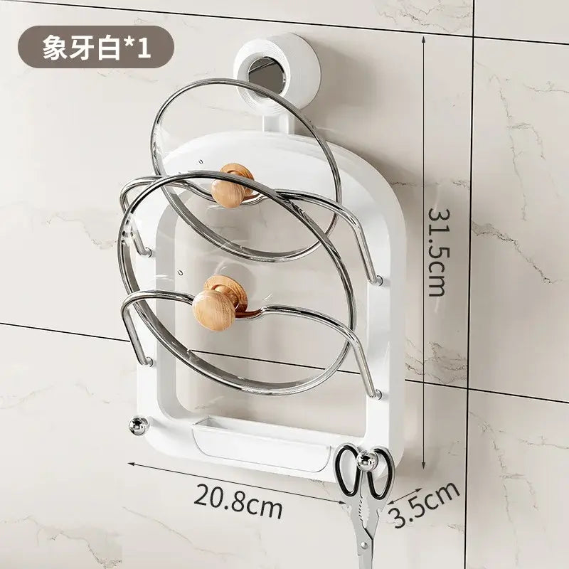 Wall-Mounted Pot Lid Holder Suction Cup Design