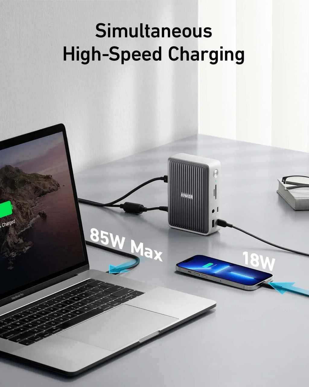 Anker 577 Docking Station (13-in-1, Thunderbolt 3) 85W Charging for Laptop, 18W for Phones, 4K Dual Display, 10 Gbps USB-C Data,