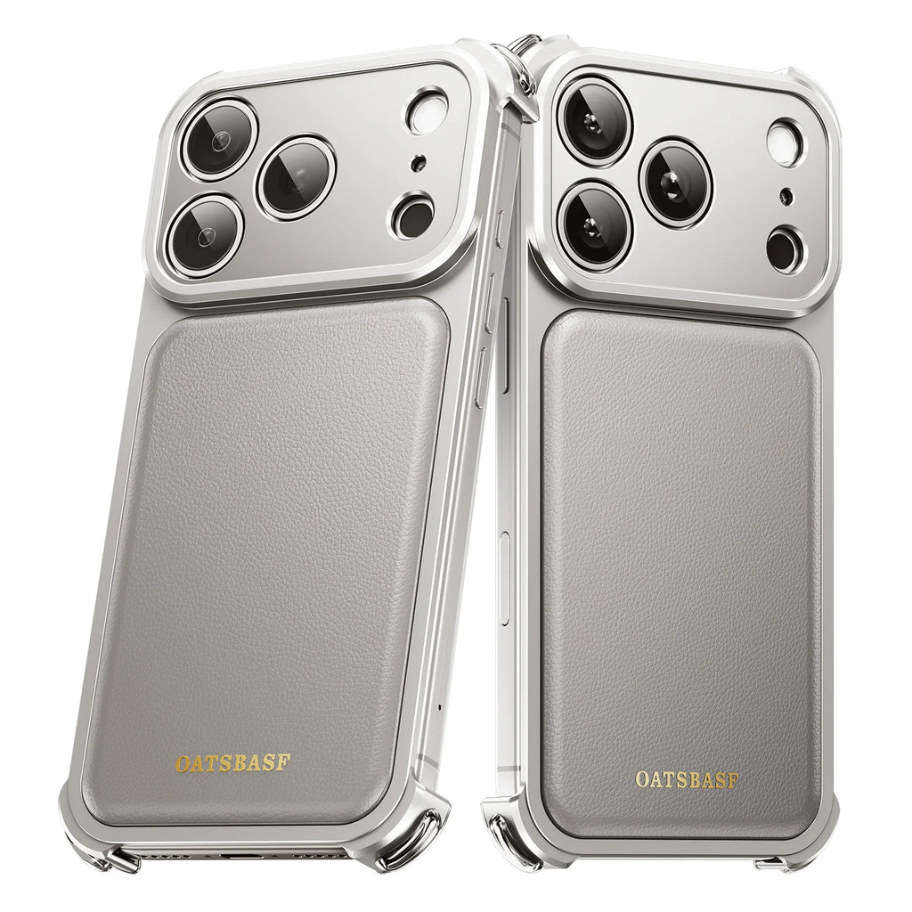 Eary Phone Case for iPhone 17 16 Pro Max for MagSafe Wireless Charging Leather Metal Screen Protective Shockproof Cover Shells