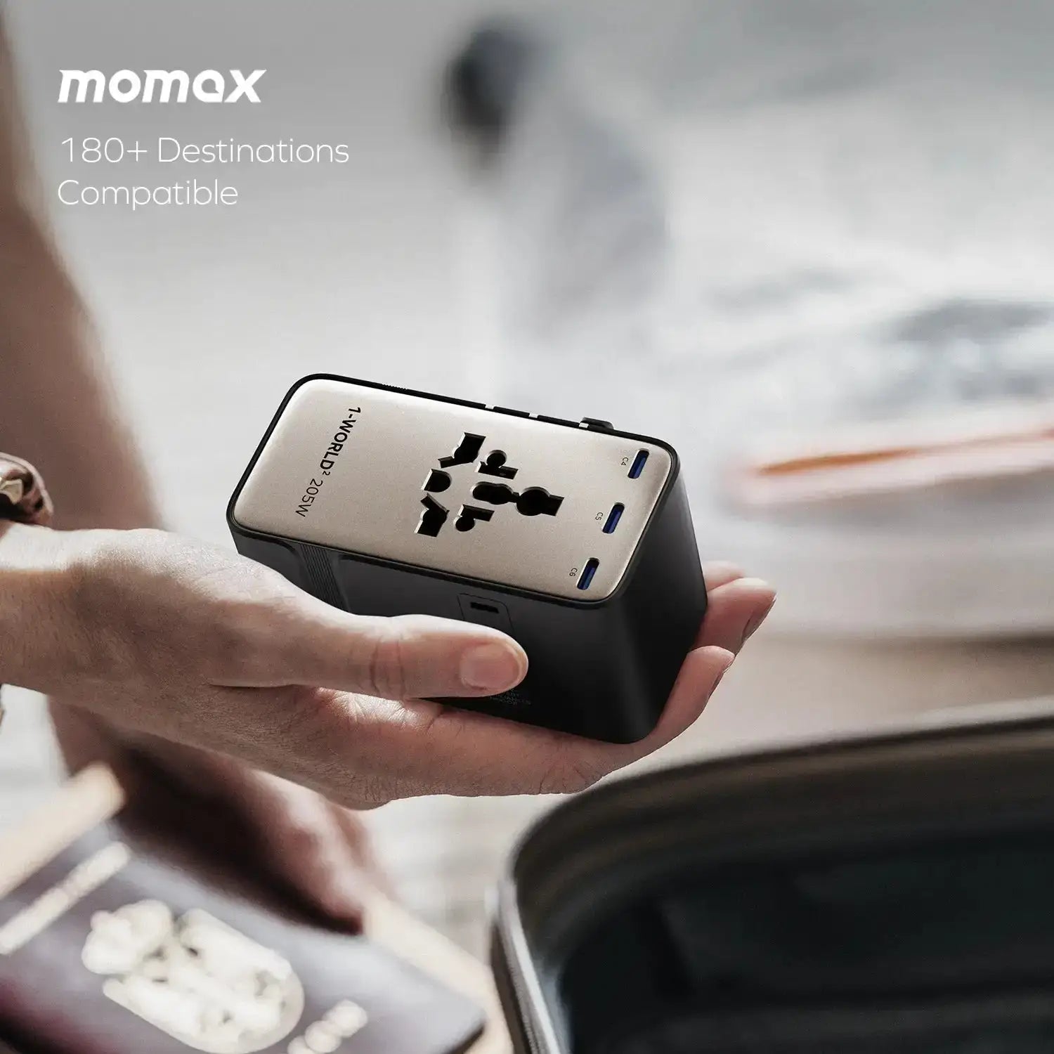MOMAX 1-World 205W 7-Port Dual AC Travel Adapter GaN Charger