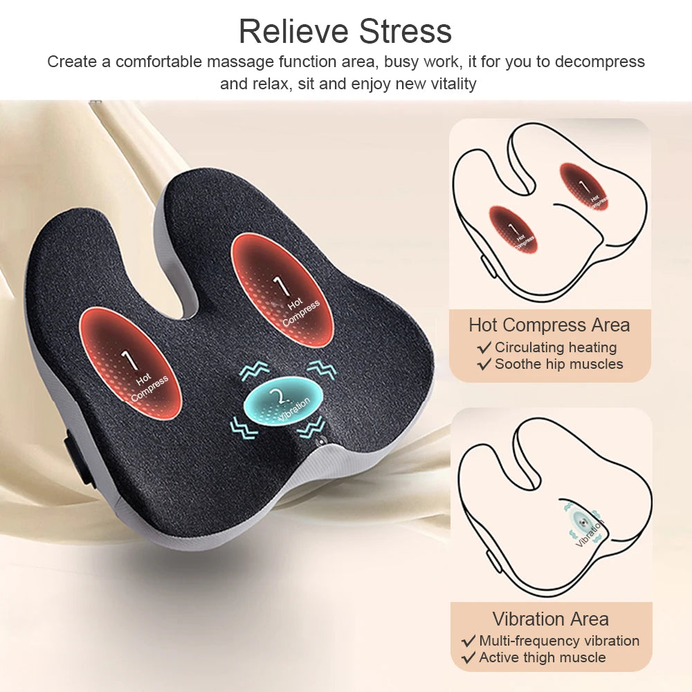 Electric Massage Cushion Vibration Massage Chair Cushion Hip Massage Mat Buttock Massager Waist Support Lumbar Pillow masajeador