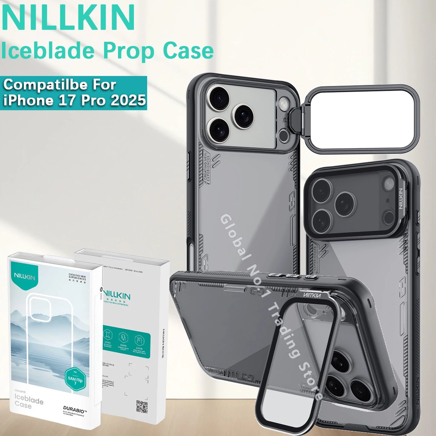 Nillkin For iPhone 17 Pro Iceblade Prop Magnetic TPU border PC back cover lens cover bracket phone case protective cover
