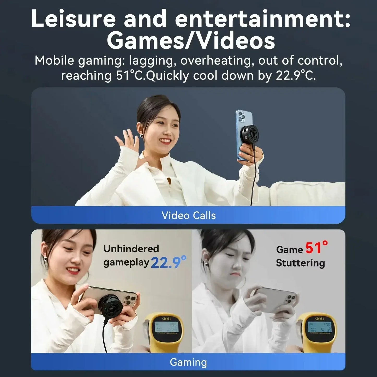 TELESIN Magsafe Phone Cooler & Wireless Charger for IPhone 16 Pro Max 15 14 13 Accessories Android Cellphone Cooling Fan Gaming