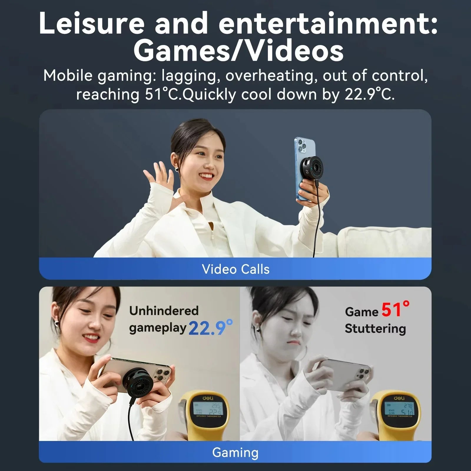 TELESIN Magsafe Phone Cooler & Wireless Charger for IPhone 16 Pro Max 15 14 13 Accessories Android Cellphone Cooling Fan Gaming