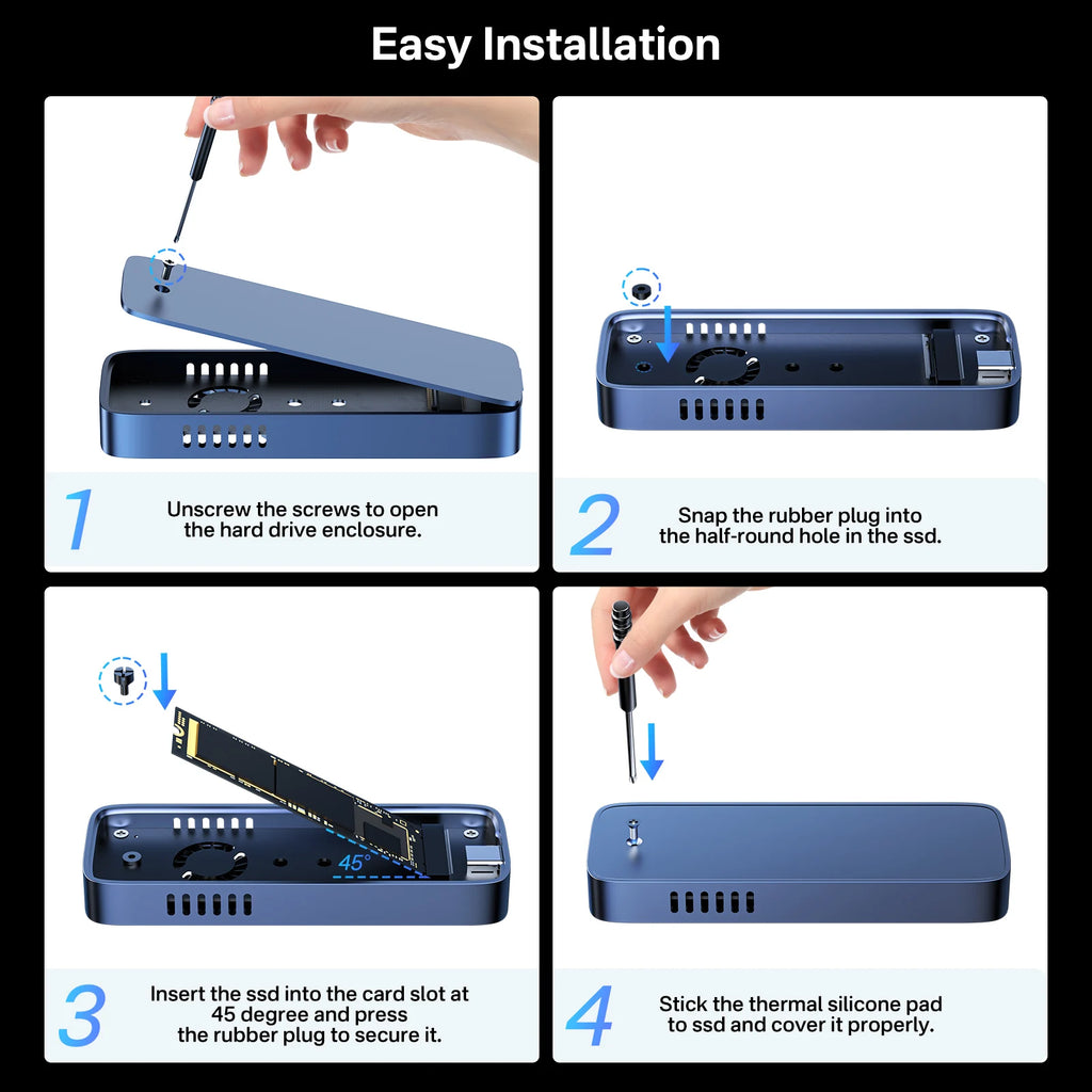ACASIS 10Gbps USB 3.1 M.2 NVME SSD Enclosure Case For 2280/60/42/30 Small Size Built In Fan Version Case SSD