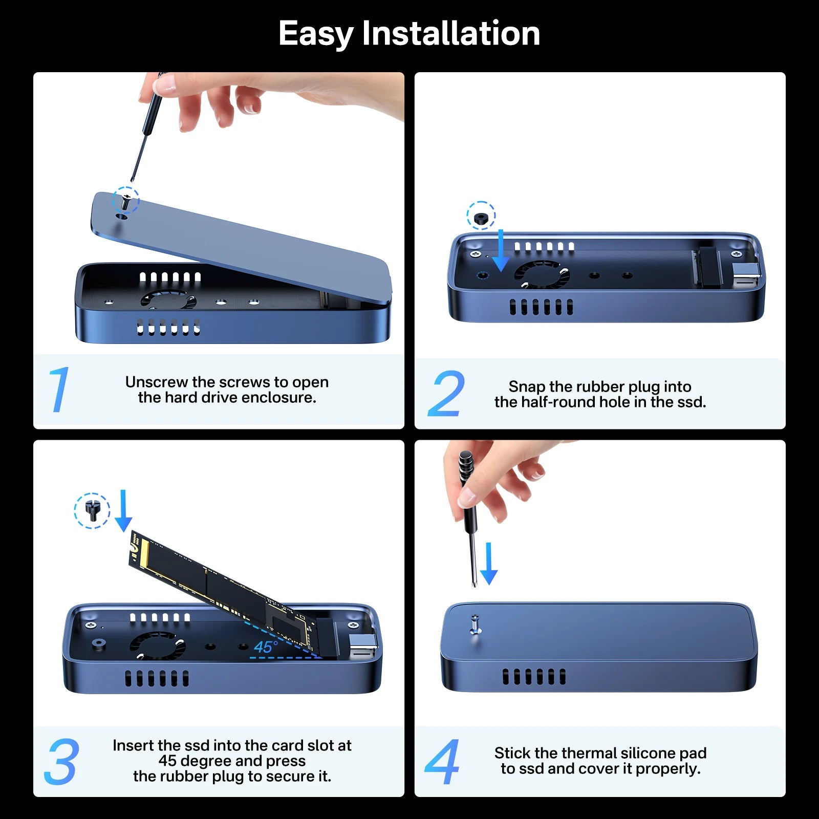 ACASIS 10Gbps USB 3.1 M.2 NVME SSD Enclosure Case For 2280/60/42/30 Small Size Built In Fan Version Case SSD