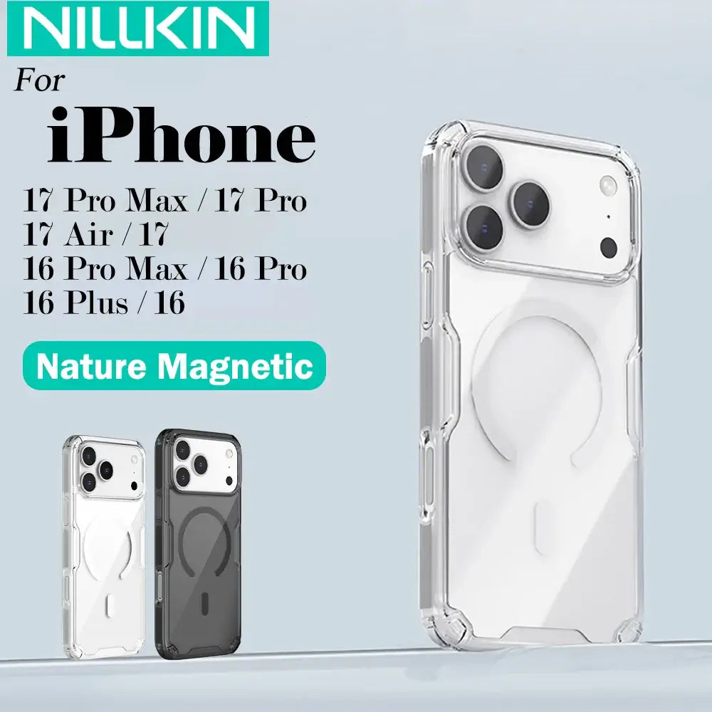 Magnetic transparent iPhone case with corner airbags protection