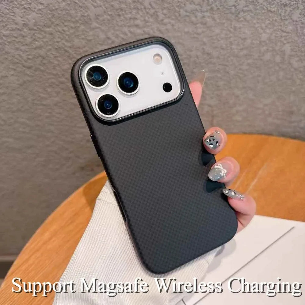 Original Kevlar Carbon Fiber Texture Magnetic Case For IPhone 17 Pro Max 17 Air Smooth-Touch Metal Camera Frame Shockproof Cover
