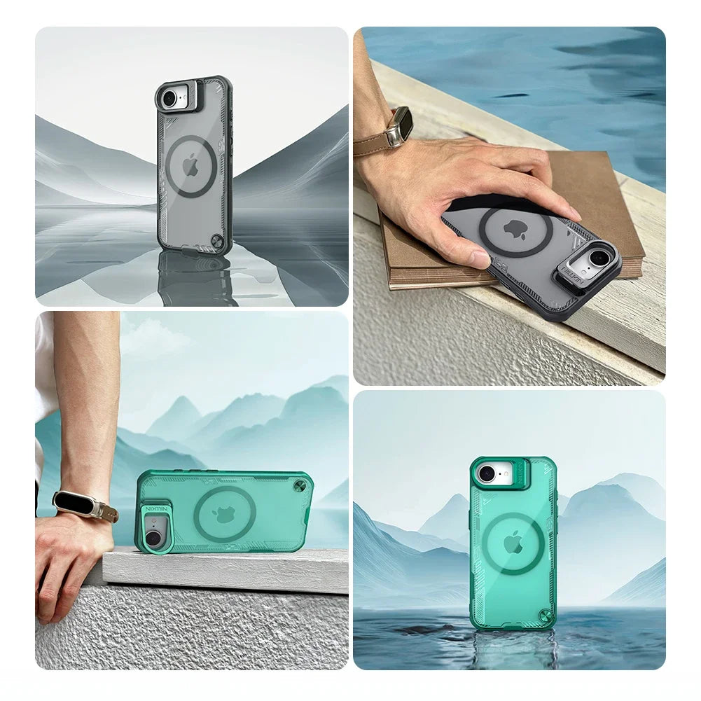 For iPhone 16e Case NILLKIN Iceblade Prop for Magnetic Privacy Lens Camera Hollow Protect Cover