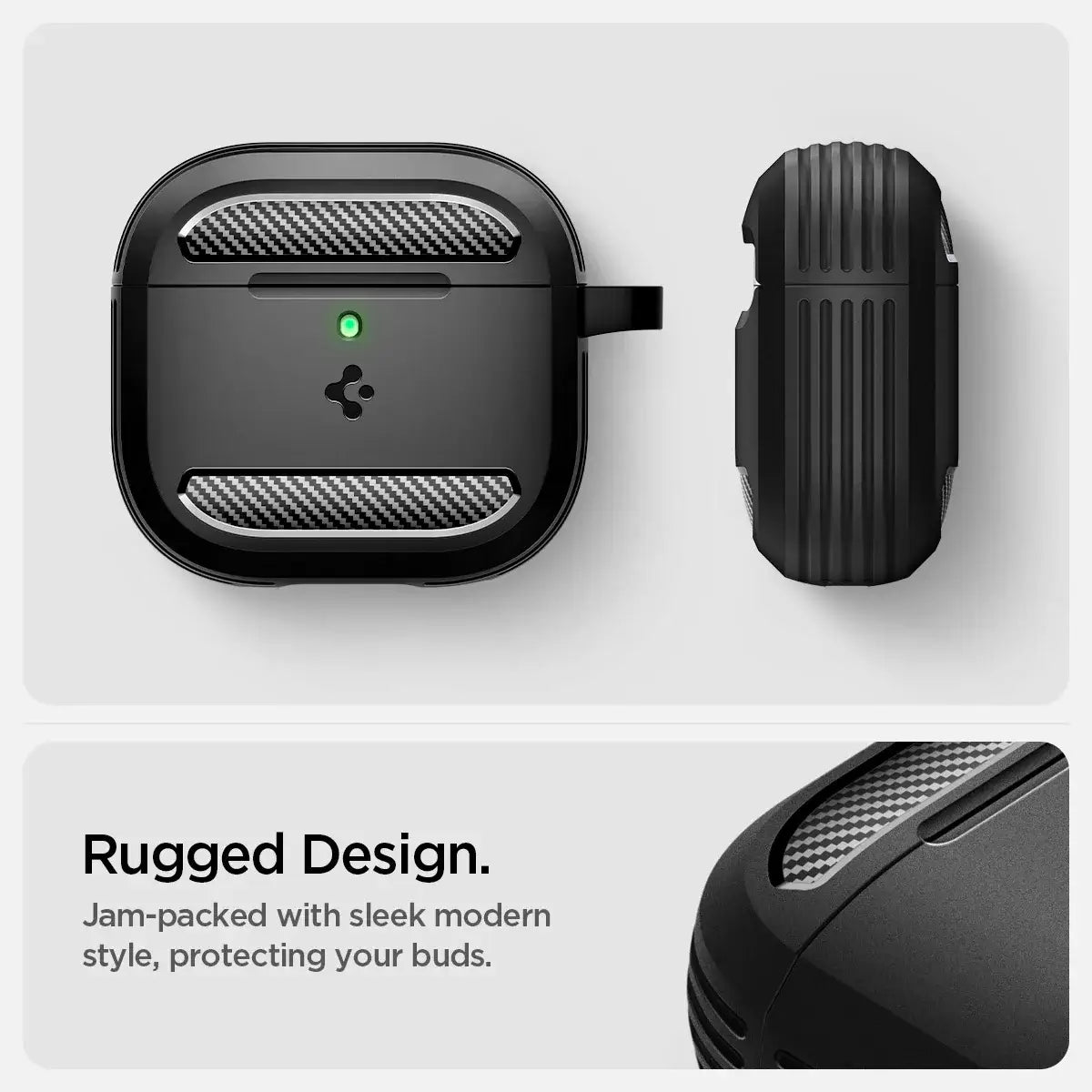 Spigen Rugged Armor Case for Apple AirPods 4 carbon fiber design Techs Park