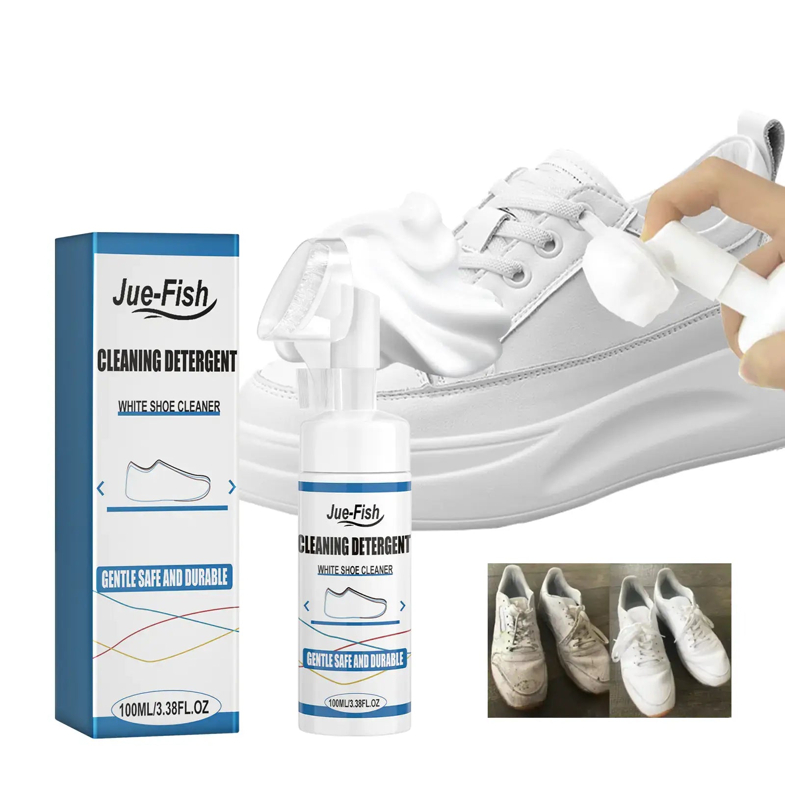 Jue-Fish White Sneaker Cleaner – Restore Bright White Shoes