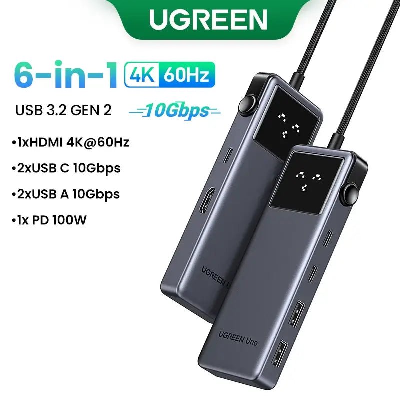 UGREEN Uno USB-C Hub connected to MacBook with external monitor