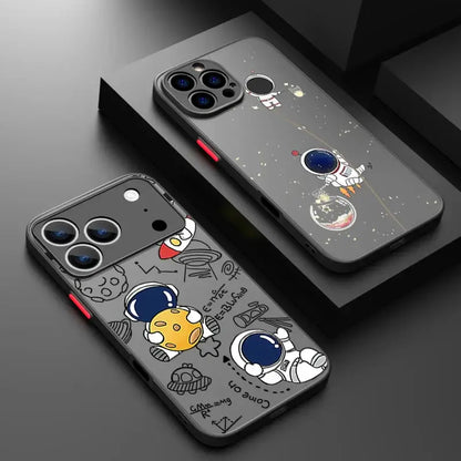 Coque de téléphone mignonne d'astronaute pour iPhone 17 Air 16 15 14 13 12 Pro Max 16 17 Pro 16e 11 Antichoc Bord Souple Mat Étui Rigide Funda