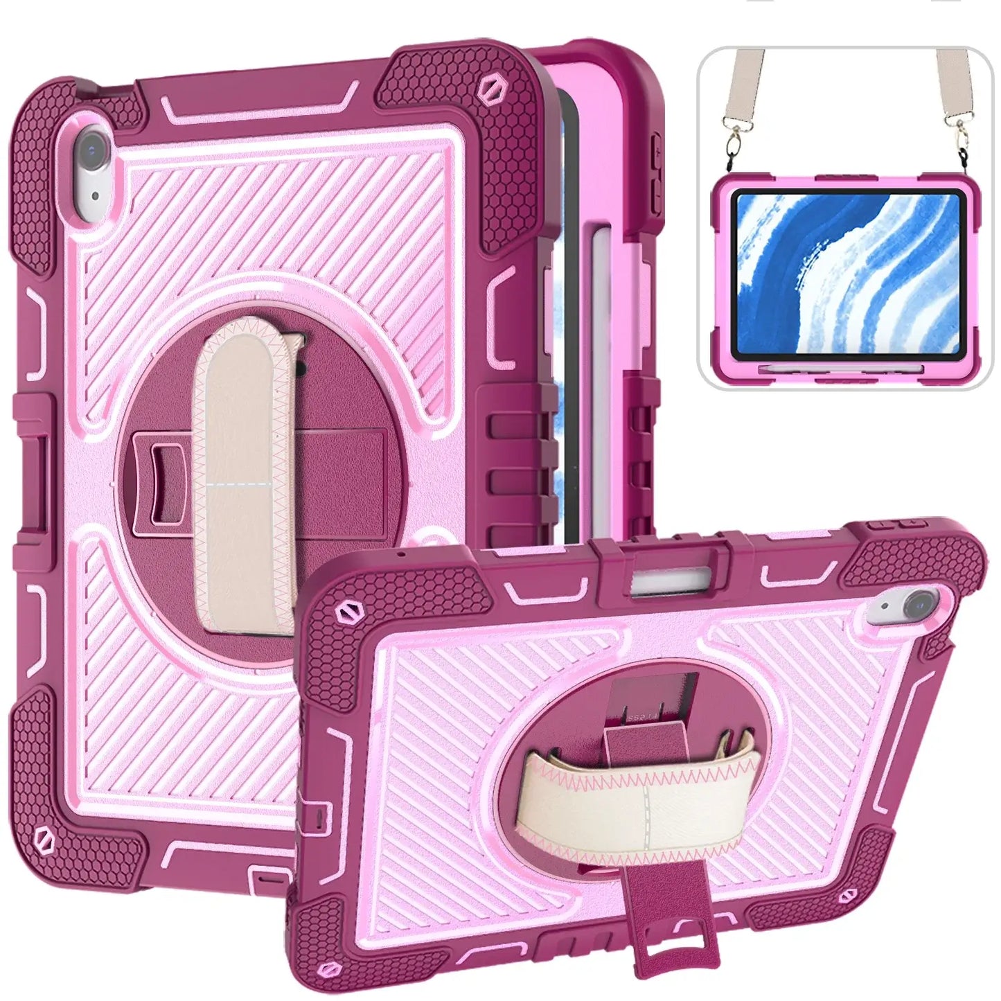 For iPad Air11 M2 Pro 11 M4 2024 A2899 A2900 A2902 Tablet Cover FOR A2837 A3006 cover With Foldable Bracket+Shoulder Straps