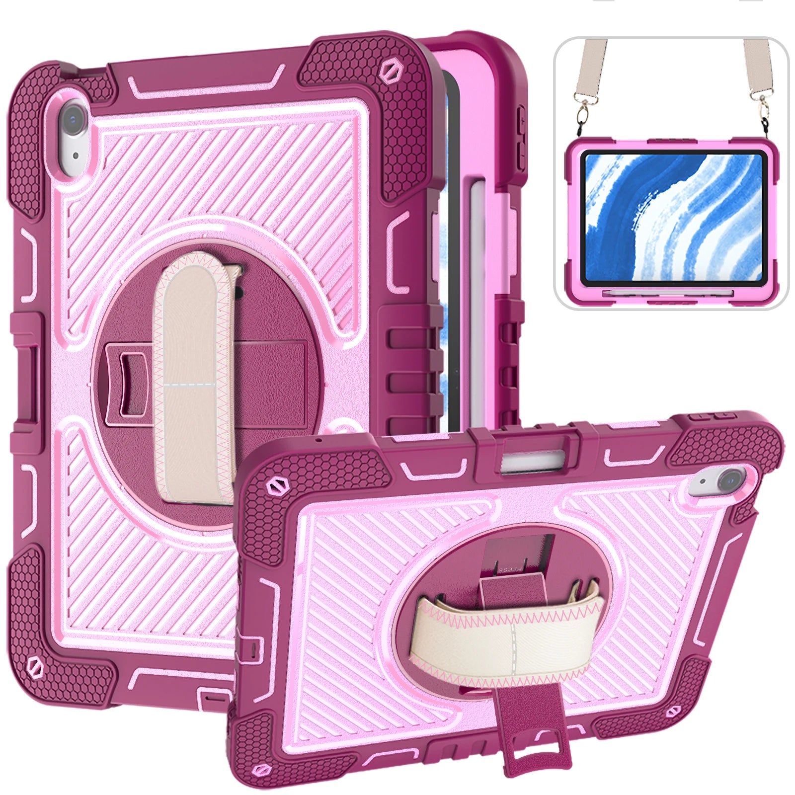 For iPad Air11 M2 Pro 11 M4 2024 A2899 A2900 A2902 Tablet Cover FOR A2837 A3006 cover With Foldable Bracket+Shoulder Straps