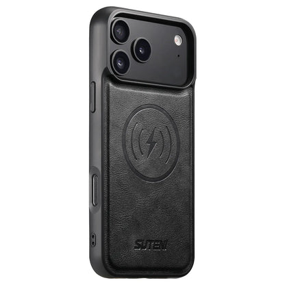 for Magsafe Phone Case For iPhone 17 Air 13 14 15 16 17 Pro Max Luxury Leather Magnetic Wireless Charging Back Cover K0027