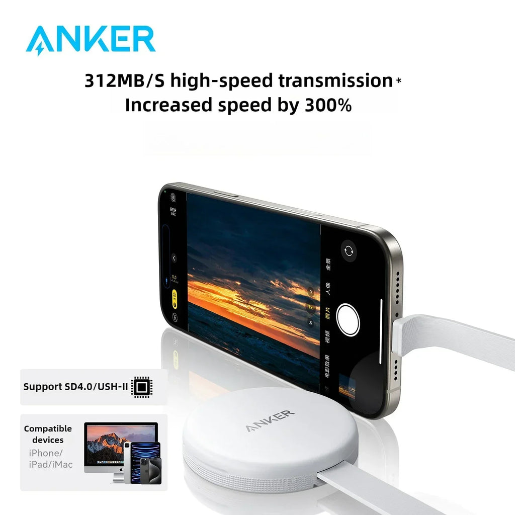 Anker MagGo SD Card Reader Portable Card Readerfor SD&TF Card for IPhone Android Serie Dual Read Flash Memory Transmission