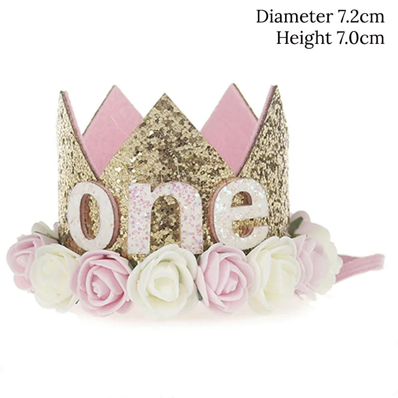 Baby Birthday Party Hat Crown 1 2 3 Year Baby Girl Princess Crown Headband Baby Shower First 1st Happy Birthday Party Decor kids