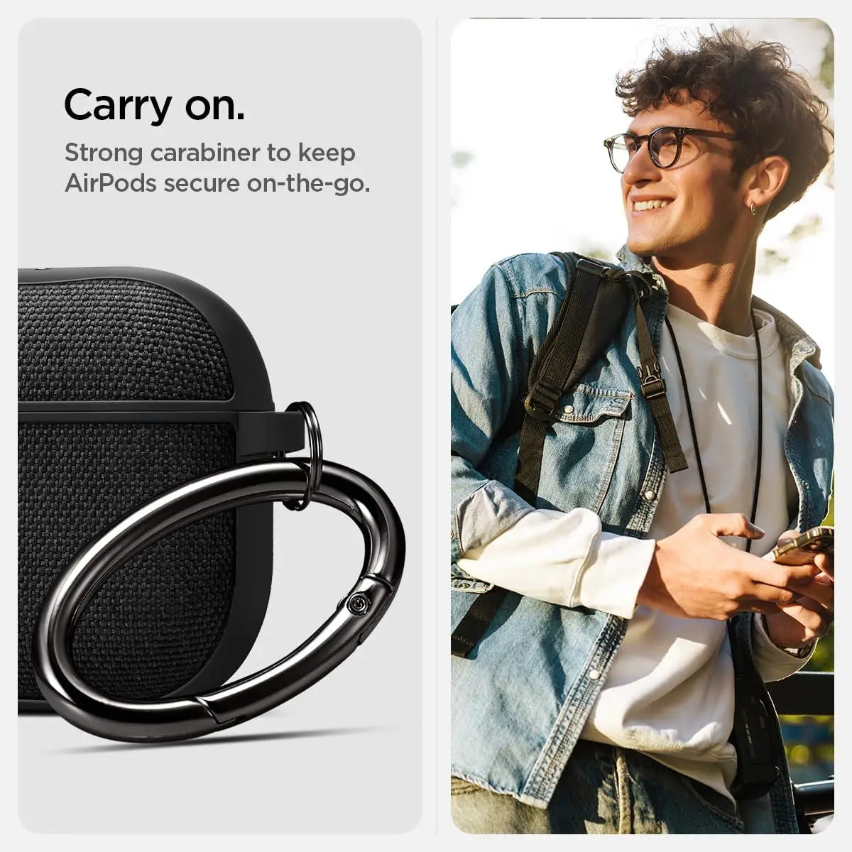 Spigen Urban Fit Case for AirPods 4 - Premium Fabric Case Cover with Key Chain