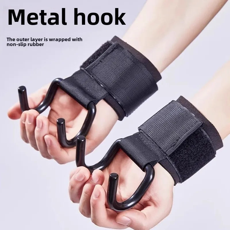 With Anti-lumbar Hook Auxiliary Fitness Bracer Pull-up Assist Gloves Pull Hanging Horizontal Bar Hard Off Hand Hook Grip