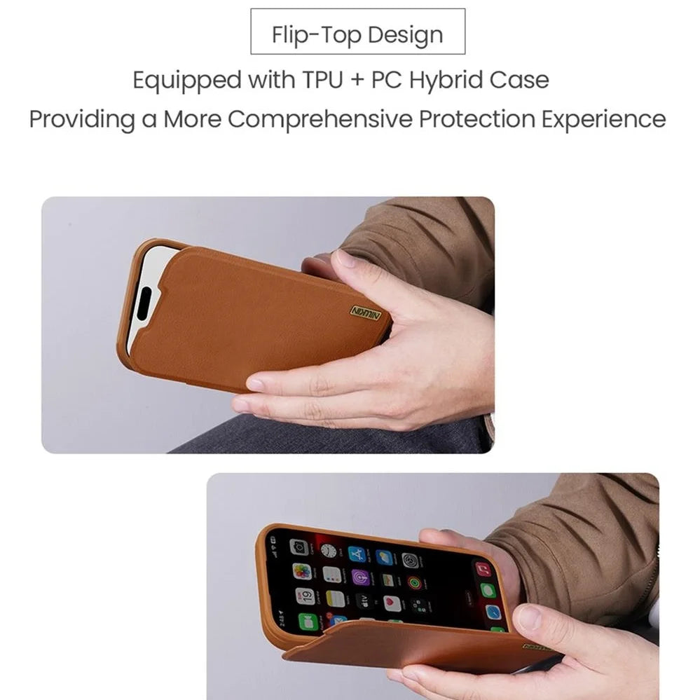 Nillkin For iPhone 17 Pro Max / 17 Pro Flip Case QIN Pro Leather Case Card Pocket Slide Camera Book Cover For iPhone 17 / Air