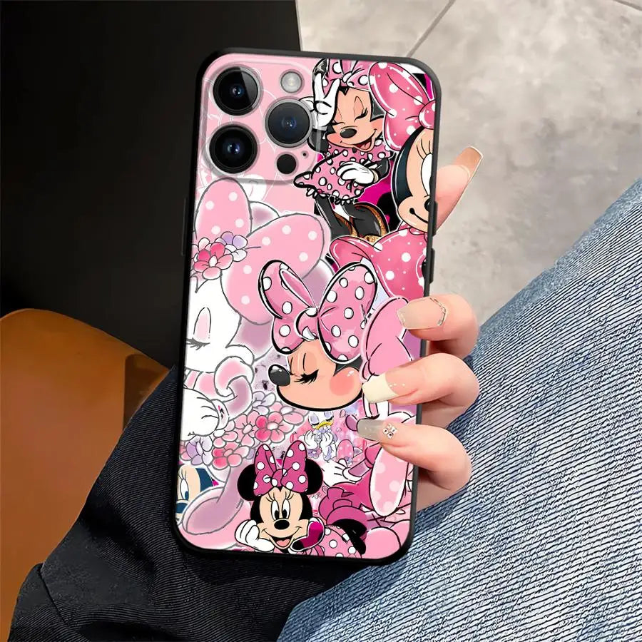 Case for iPhone 17 16 Pro Max X XS XR 15 Plus 14 SE 11 12 13 Mini 17Air 7 8 Soft Back Phone Cover Disney Minnie Mouse