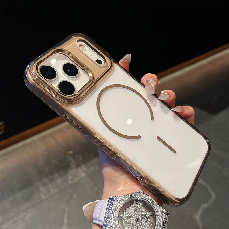 Luxury For Magsafe Magnetic Wireless Charging Phone Case for iPhone 17Air 17Pro 17 Pro Max Shockproof Transparent Hard Cover