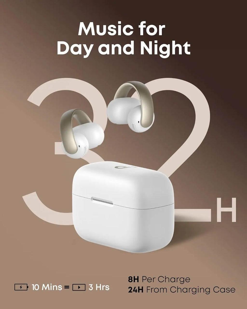 Soundcore AeroClip by Anker, Open-Ear Earbuds, Clip-On Headphones, Adaptive Comfort, Clear Calls with 4 Mics and AI, Stable Fit
