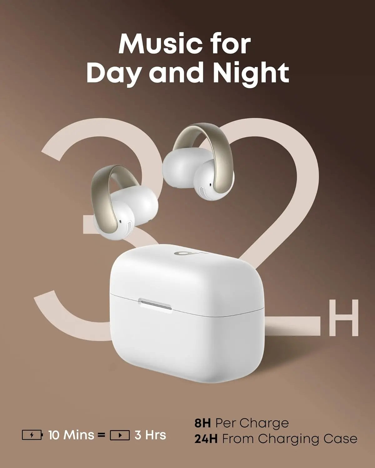 Soundcore AeroClip by Anker, Open-Ear Earbuds, Clip-On Headphones, Adaptive Comfort, Clear Calls with 4 Mics and AI, Stable Fit