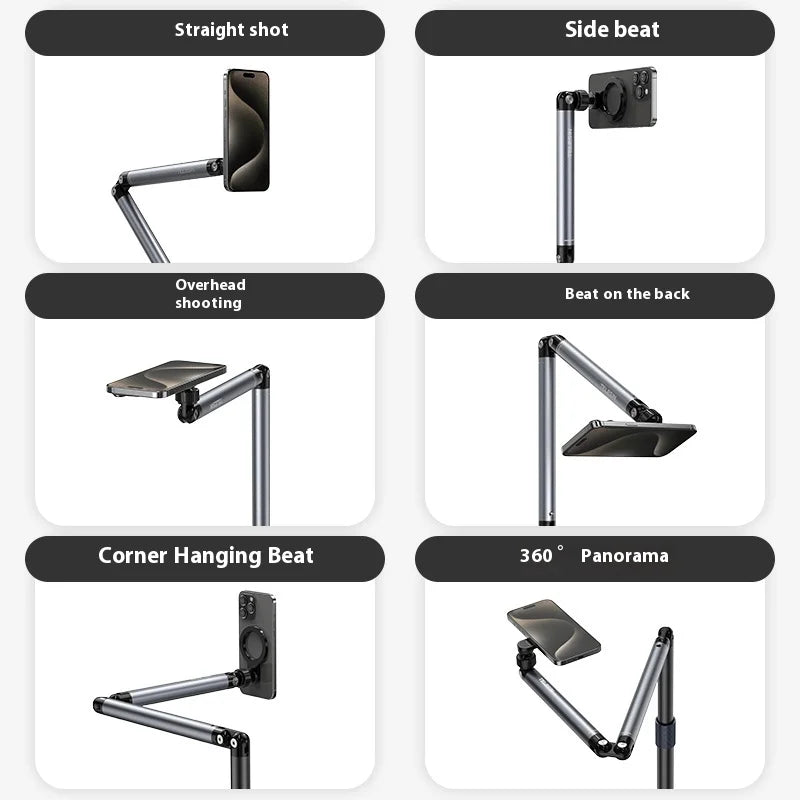 TELESIN Magnetic Bracket Desktop Shooting Phone Holder Custom For Live Broadcast Floor Type Shooting Telescoping for IPAD iphone