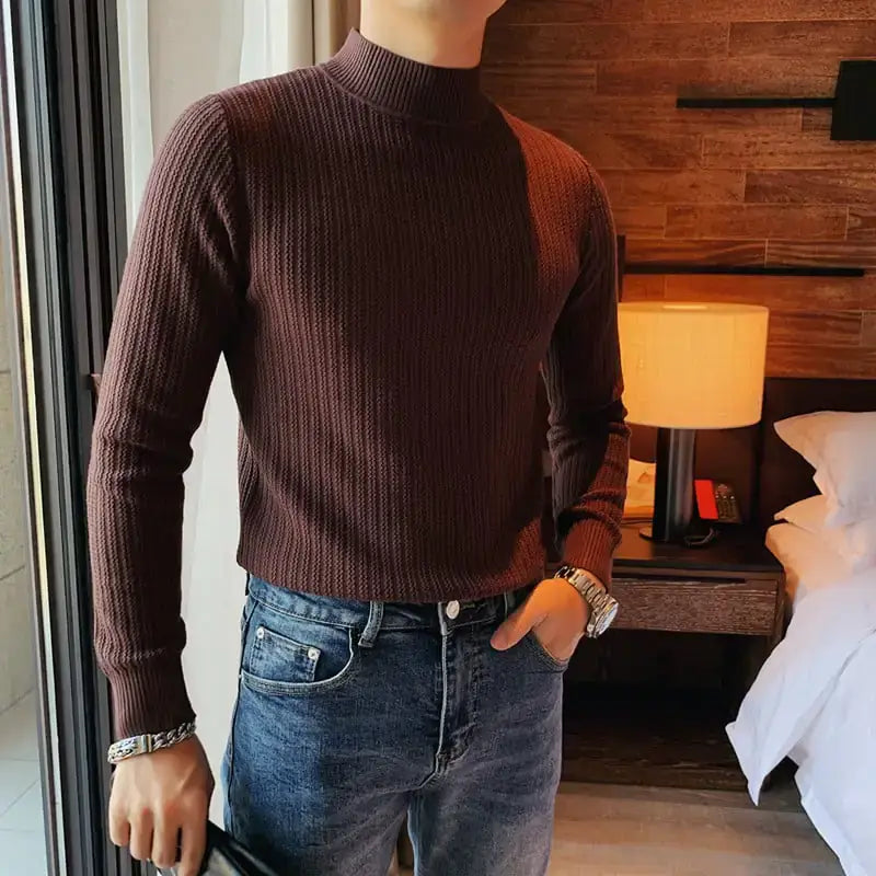 Solid Color Sweater with Fashion Collar