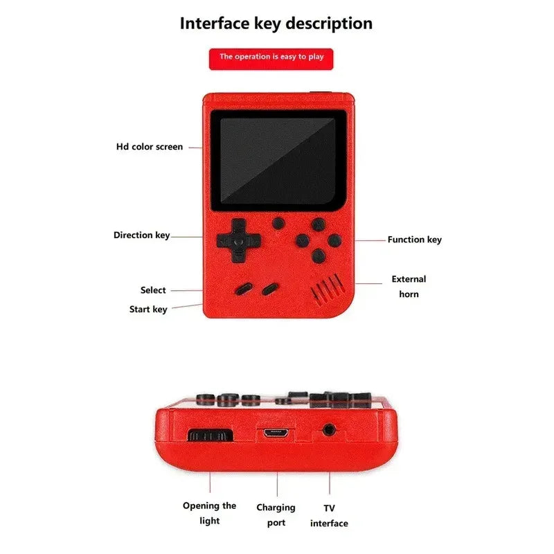 Red Retro Handheld Game Console for Kids
