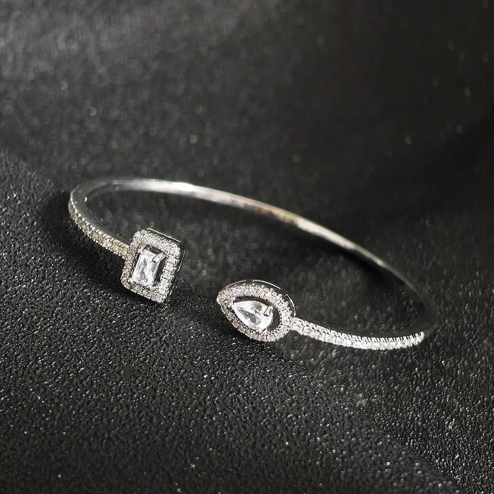 2025 Trendy Snake Punk Pear Shape Silver Color on Hand Adjustable Open Bangle for Women Anniversary Gift Jewelry Wholesale S5214